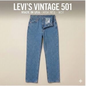 Levis Vintage 501 Jeans Made In USA High Rise Blue W31